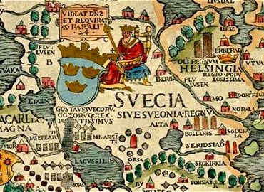 Ruotsin kuningas Olaus Magnuksen kartassa